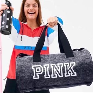 New VS PINK Grey Duffle Bag w/water bottle